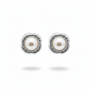 Orecchini perla cornice argento - stessa forma