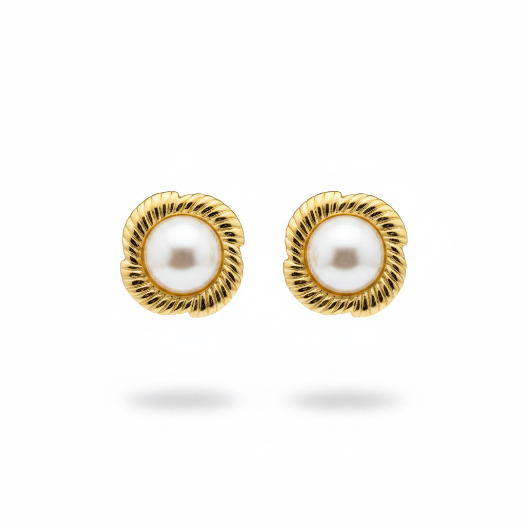 Orecchini perla cornice oro - sfondo bianco