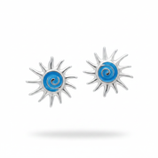 Orecchini sole argento smalto azzurro metallizzato