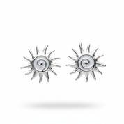 Orecchini sole argento smalto bianco perlato