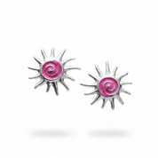Orecchini sole argento smalto fucsia metallizzato