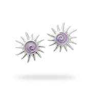 Orecchini sole argento smalto porpora lilla metallizzato