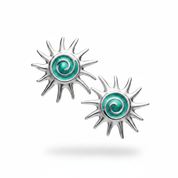 Orecchini sole argento smalto verde acqua