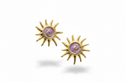 Orecchini sole oro smalto porpora – coppia