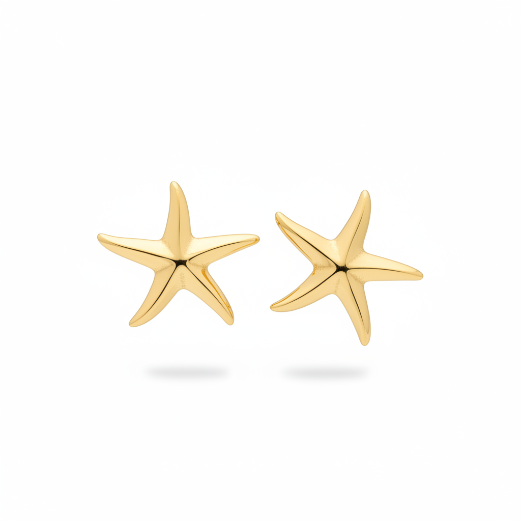 Orecchini stella marina oro liscio specchiato