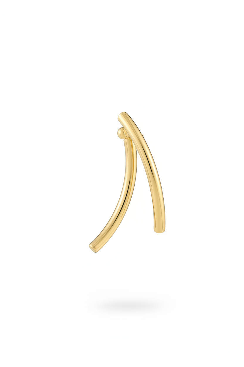 Orecchino doppio bastoncino oro - frontale