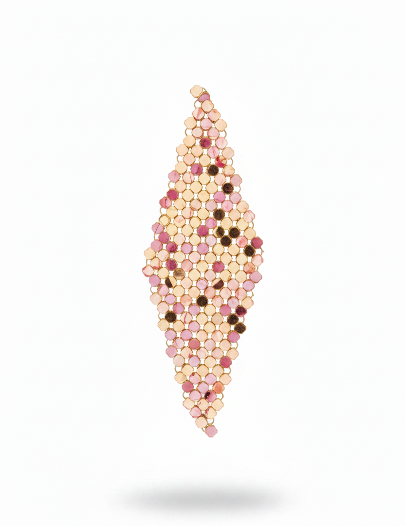 Orecchino mesh oro rosa - close-up