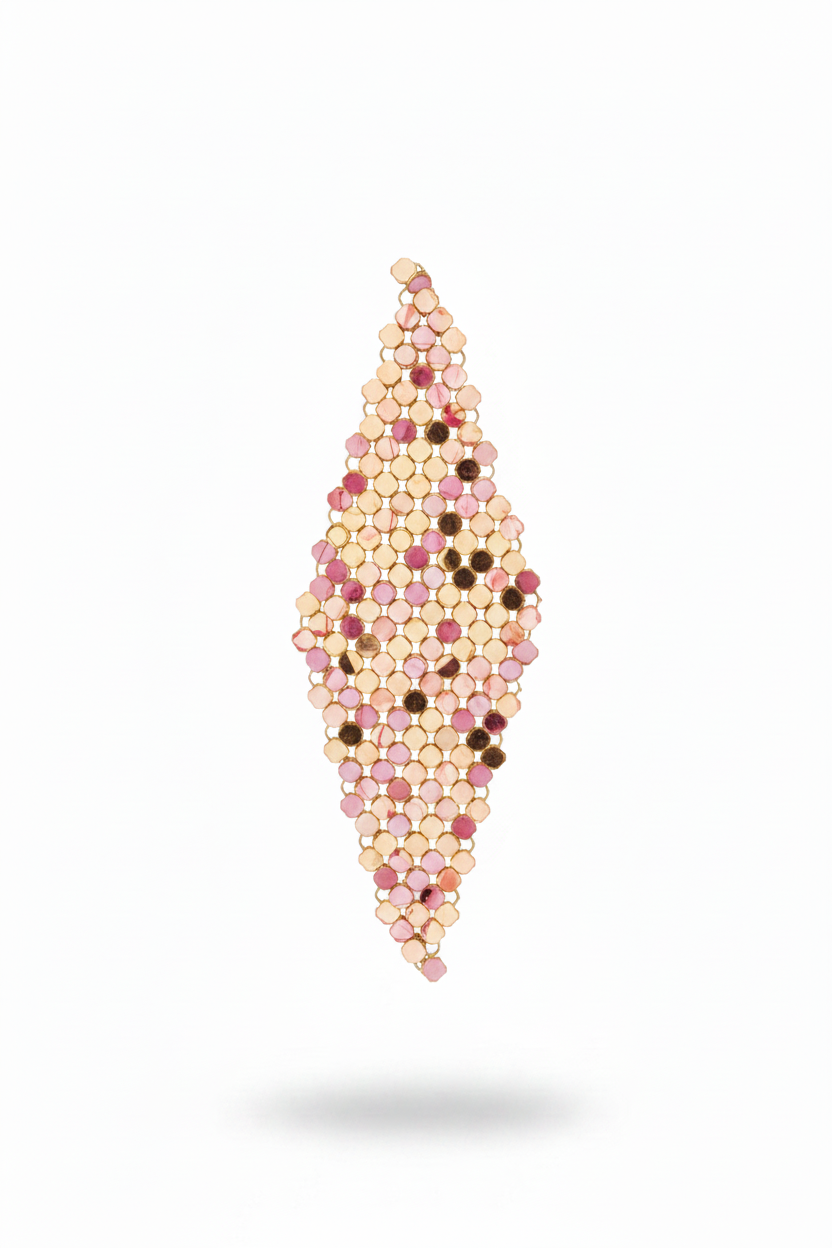 Orecchino mesh oro rosa - close-up
