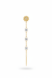 Orecchino oro fiorellino diamante centrale + 3 diamanti