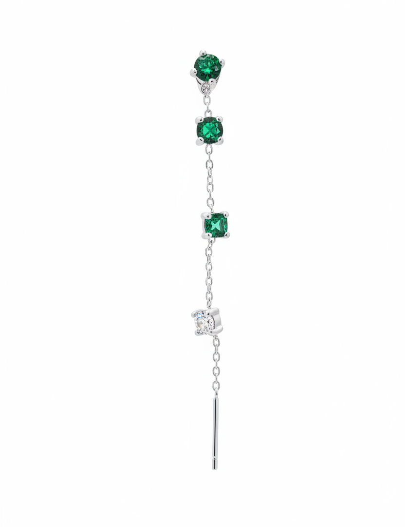 Orecchino pendente smeraldo argento