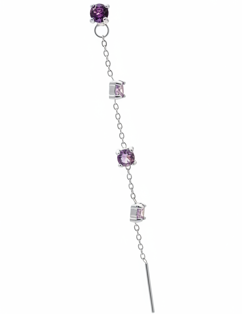 Orecchino pendente viola argento