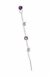 Orecchino pendente viola argento