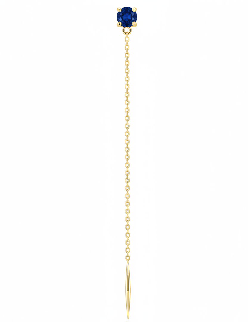 Orecchino pietra blu catenina oro