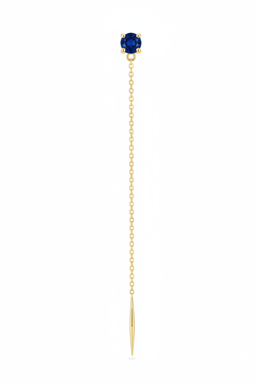 Orecchino pietra blu catenina oro