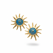 Orecchino sole oro smalto azzurro – vista singola