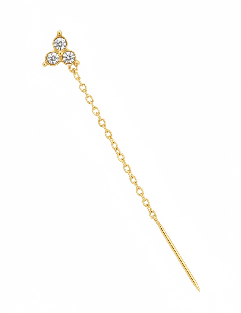 Orecchino trifoglio cristalli oro