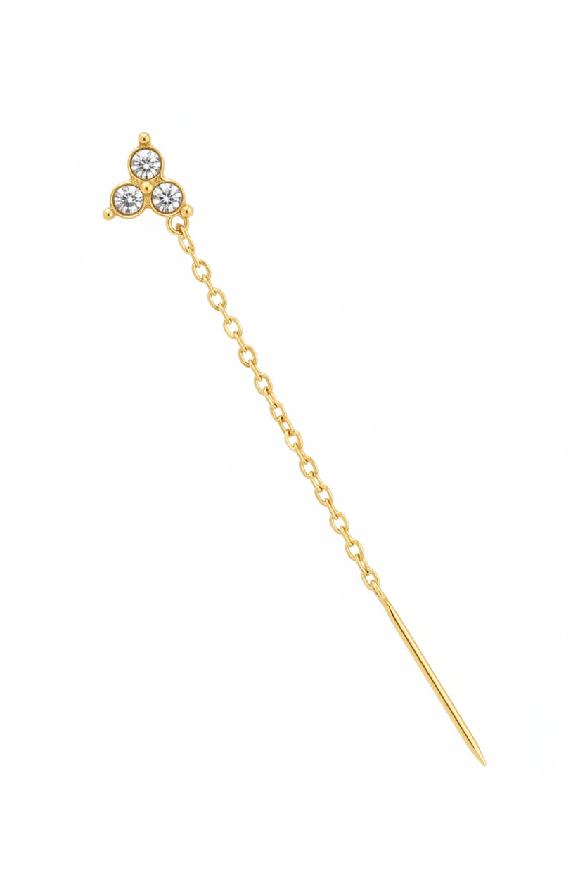 Orecchino trifoglio cristalli oro