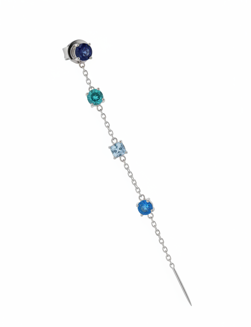 Orecchino tutto blu argento