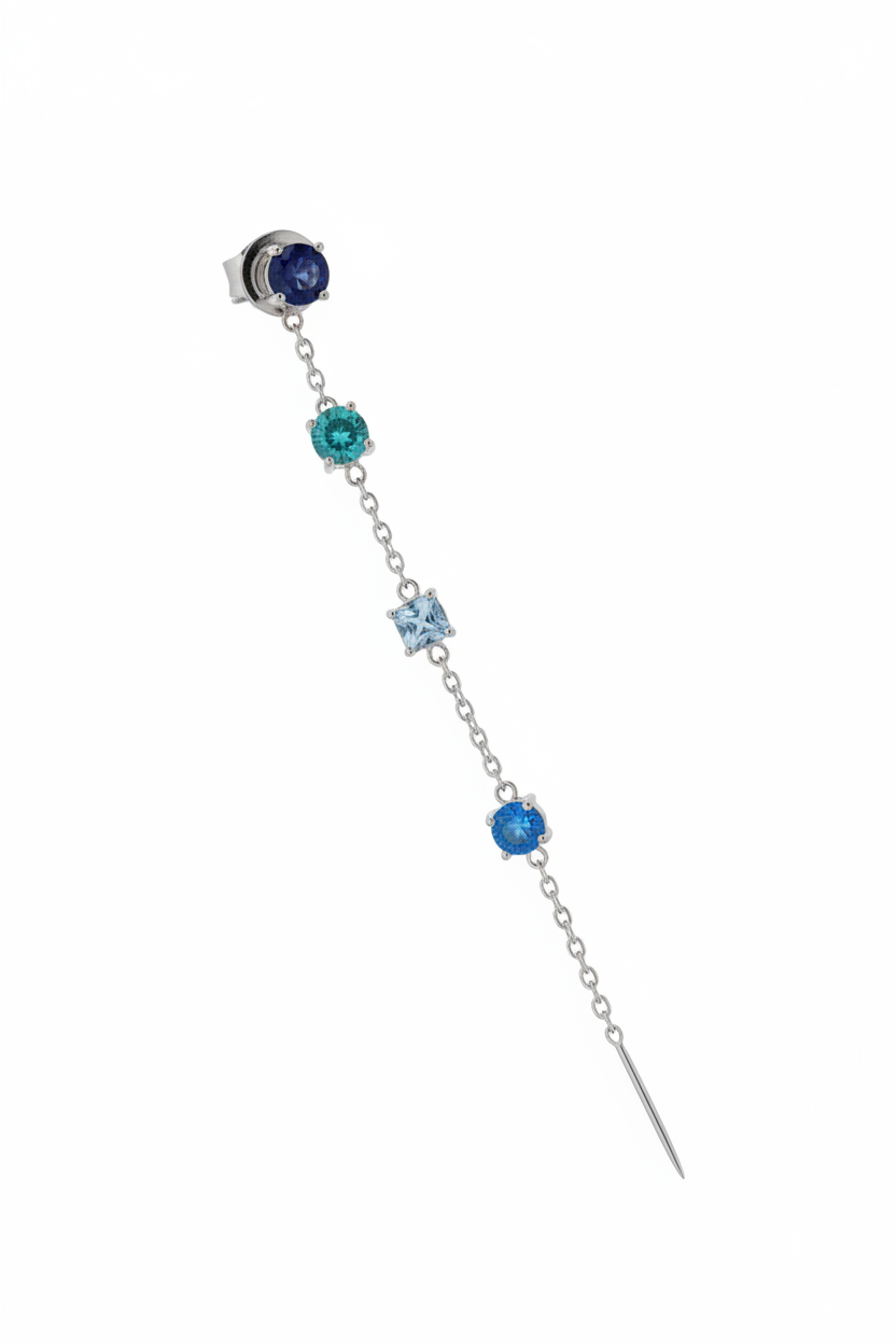 Orecchino tutto blu argento