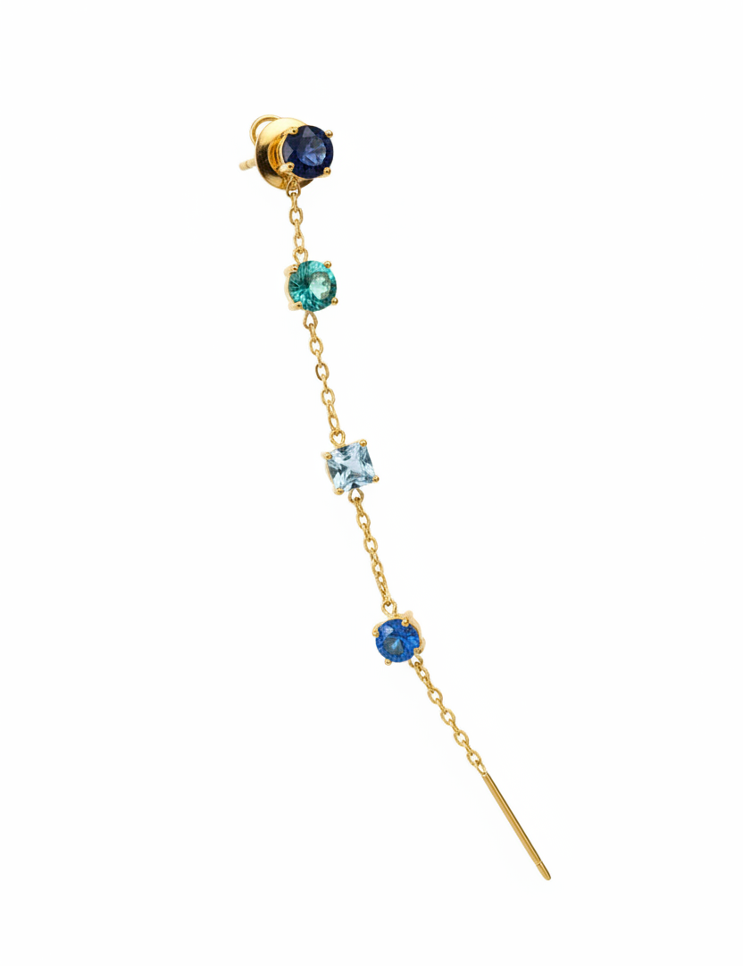 Orecchino tutto blu oro