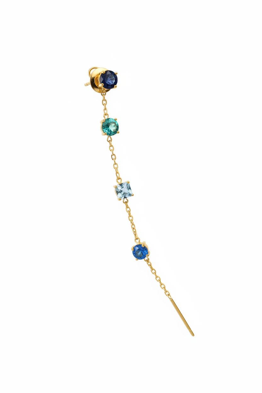 Orecchino tutto blu oro