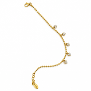 oro - bracciale a palline con ciondoli strass
