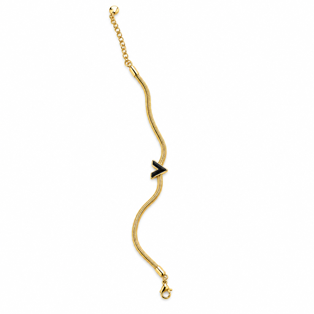 oro - bracciale serpentina con chevron smaltato