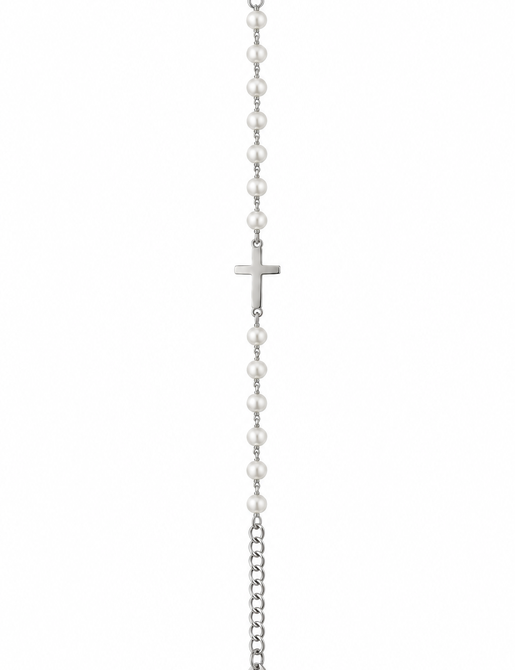 Pearl Cross Bracelet Silver
