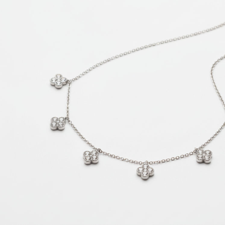 Pendente 5 quadrifogli argento - composizione elegante