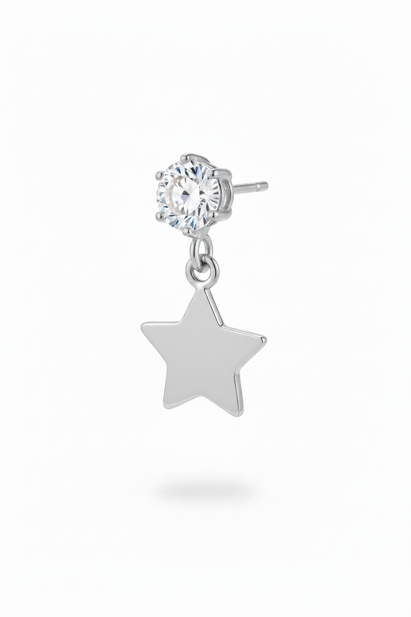 Punto luce + stellina piatta argento – singolo