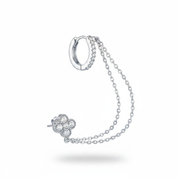 Quadrifoglio + huggie catena argento - frontale