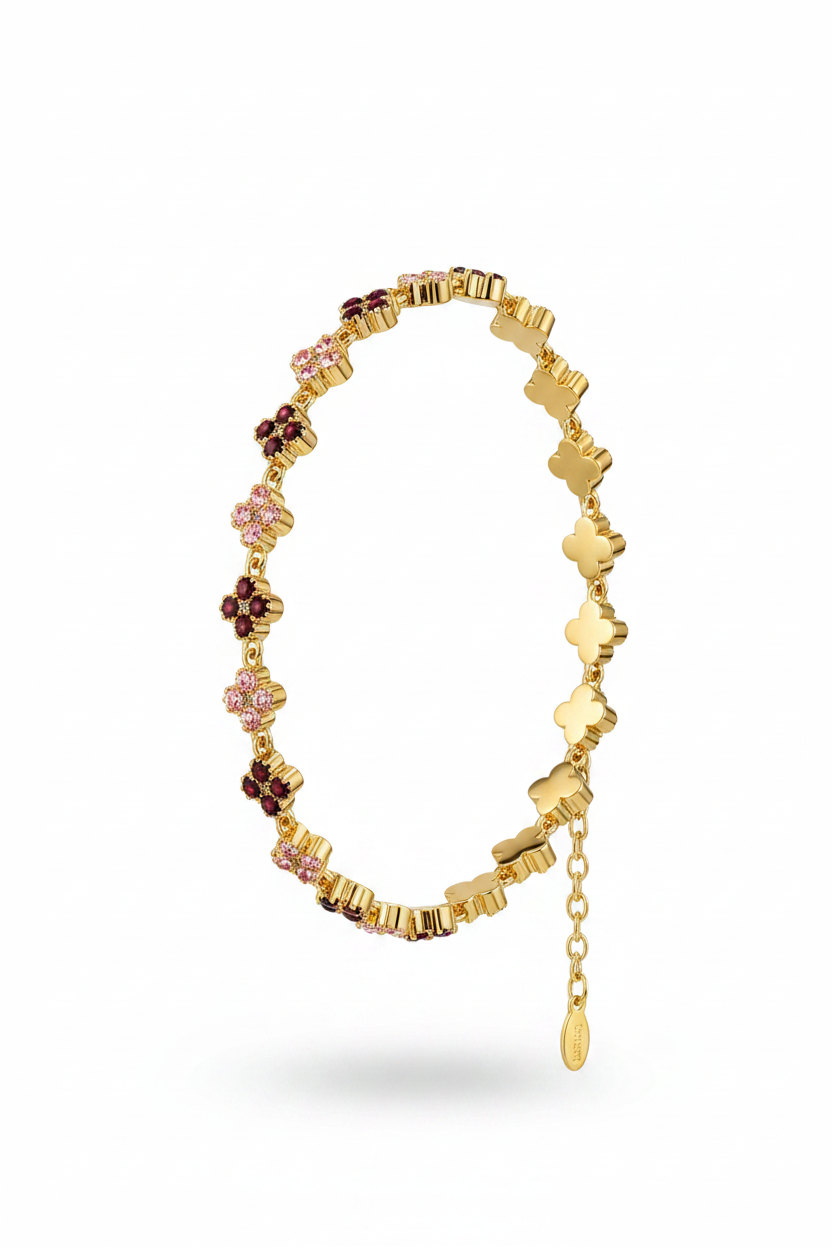 Red Burgundy Clover Bracelet