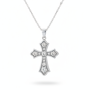 Silver Cross Necklace - White Background
