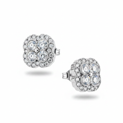Silver cushion cluster stud earrings