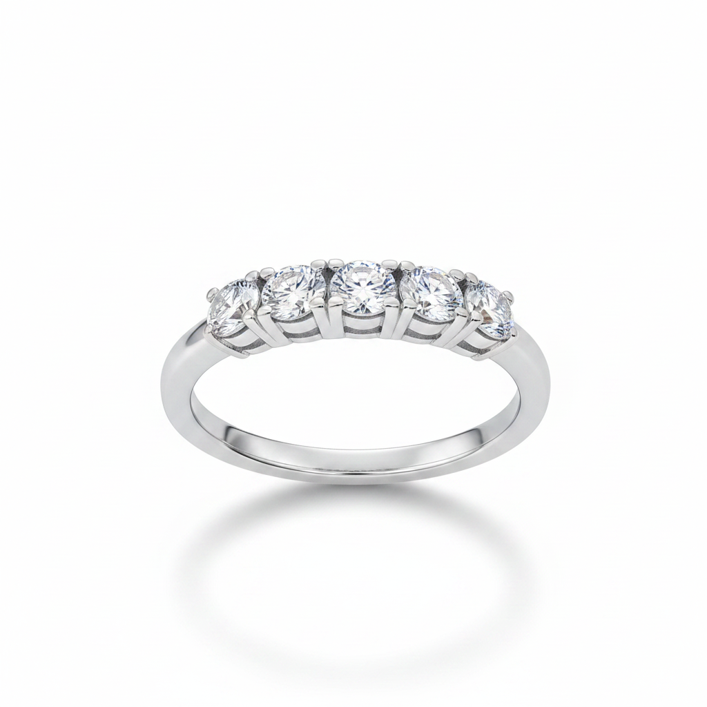 Silver five stone ring