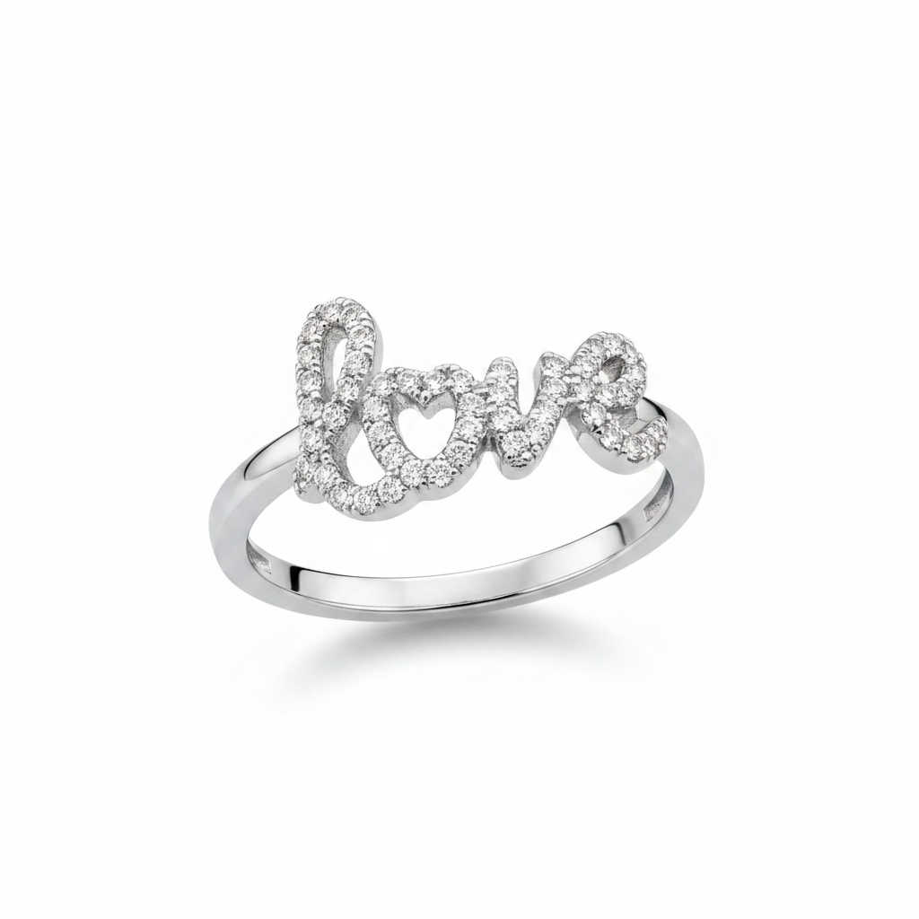 Silver love ring