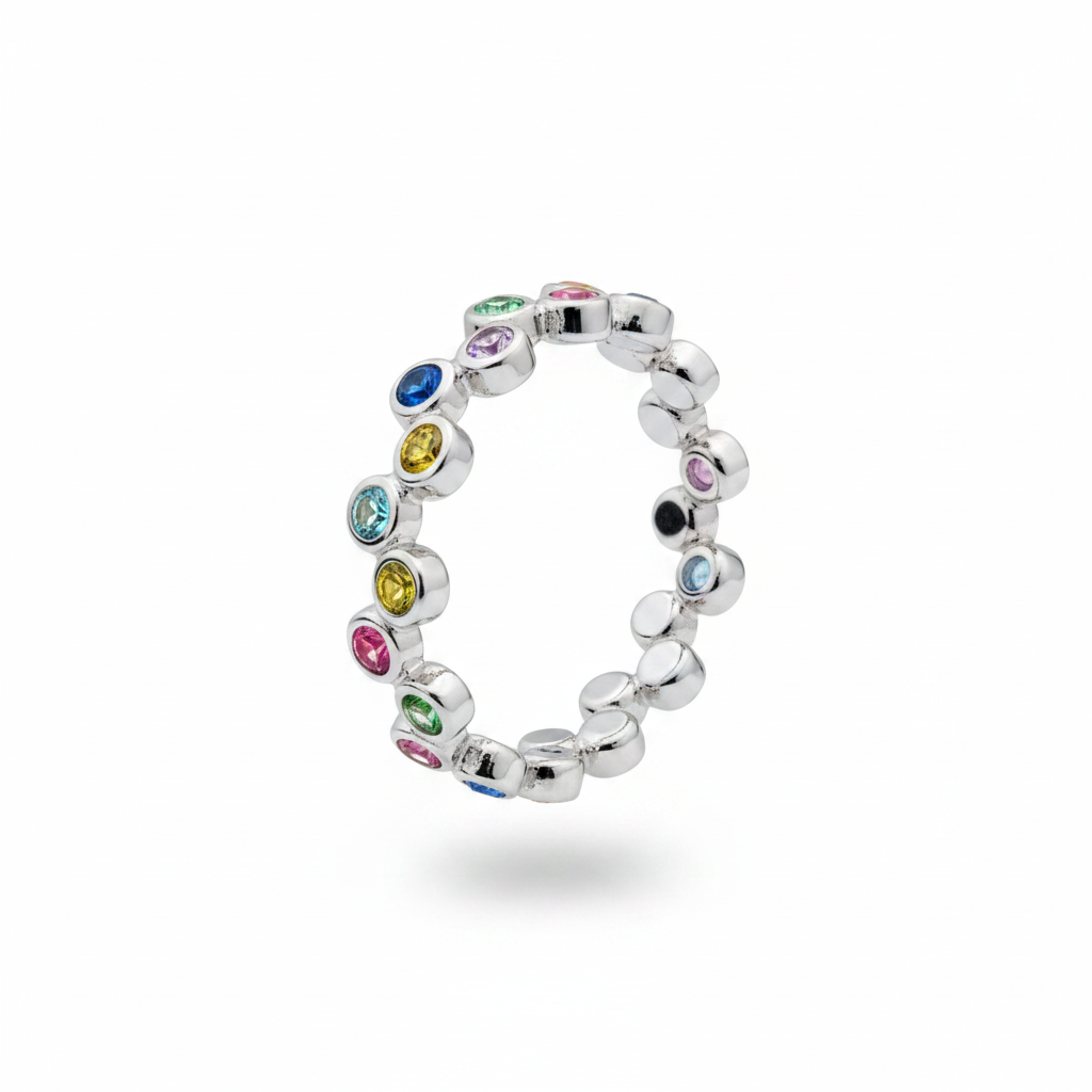 Silver multicolor eternity ring