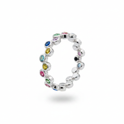 Silver multicolor eternity ring