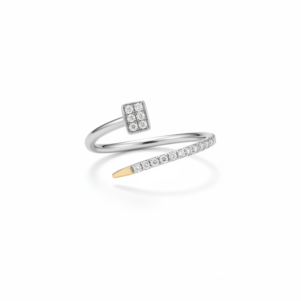 Silver nail wrap spiral ring