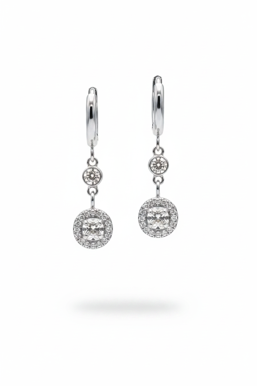 Square Halo Earrings Silver – Same Pose