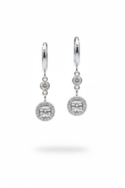 Square Halo Earrings Silver – Same Pose