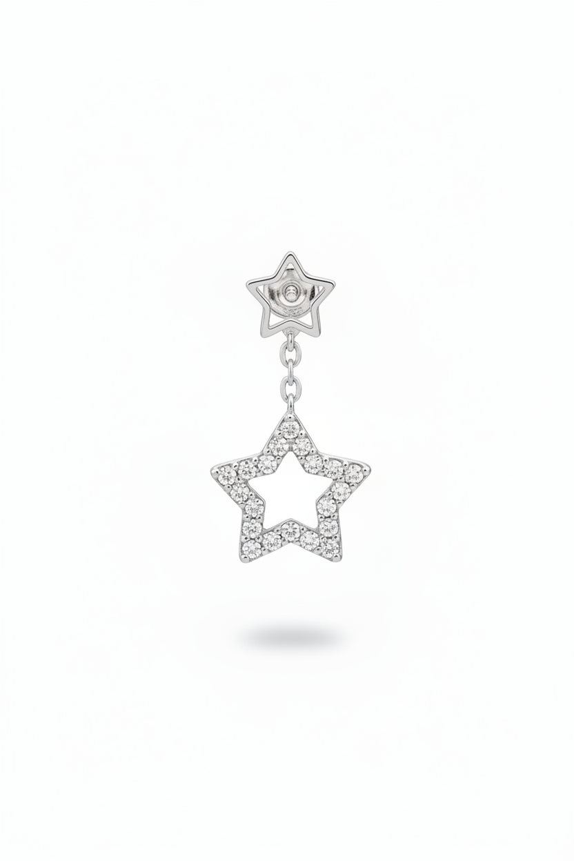Stellina argento contorno wireframe – singolo
