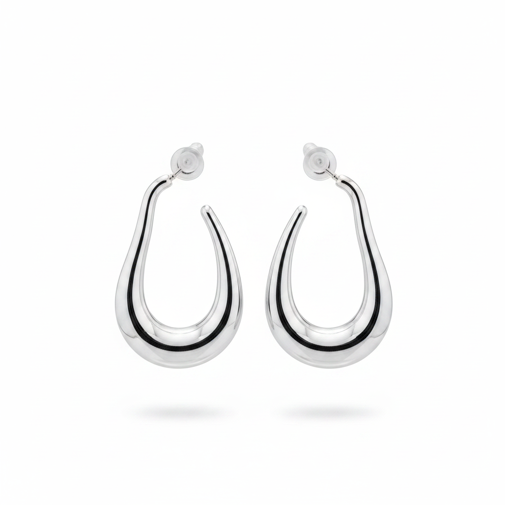 Teardrop chunky argento – coppia