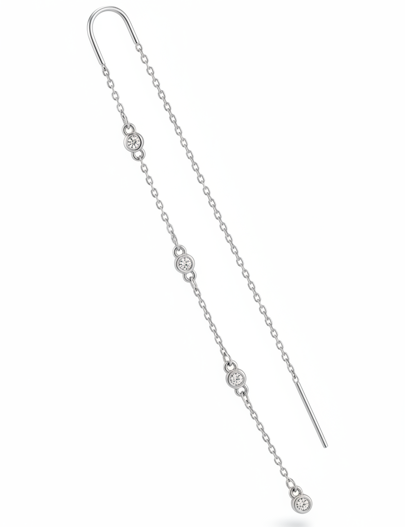 Threader diamantini bezel argento