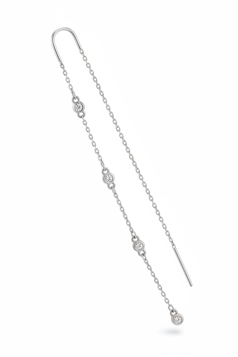 Threader diamantini bezel argento