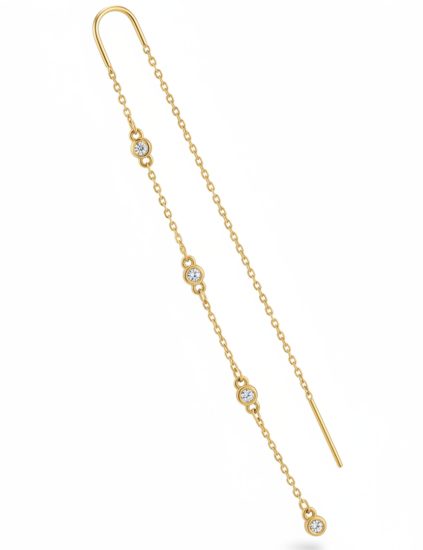 Threader diamantini bezel oro