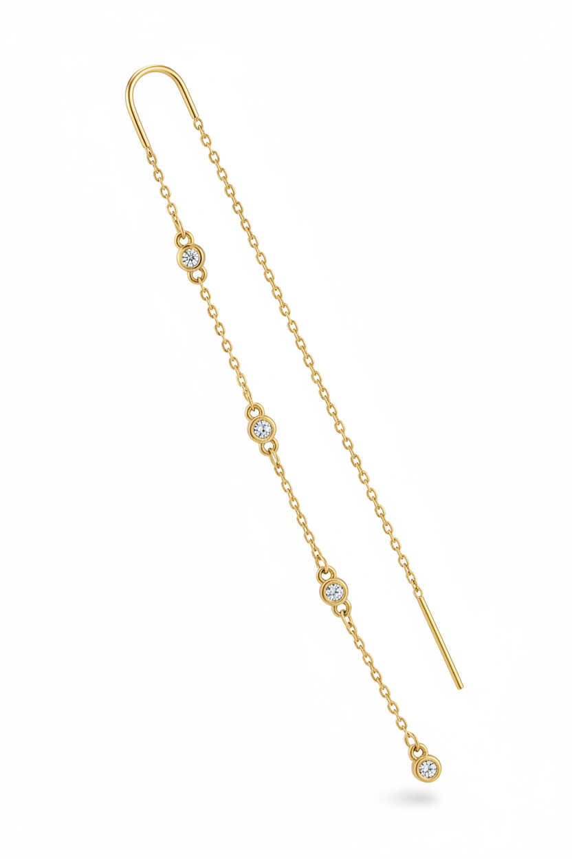 Threader diamantini bezel oro