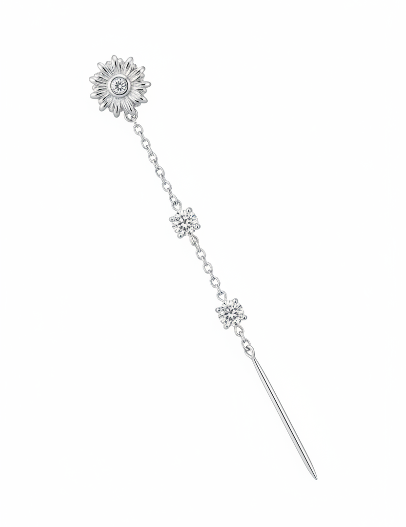 Threader sole diamantini argento