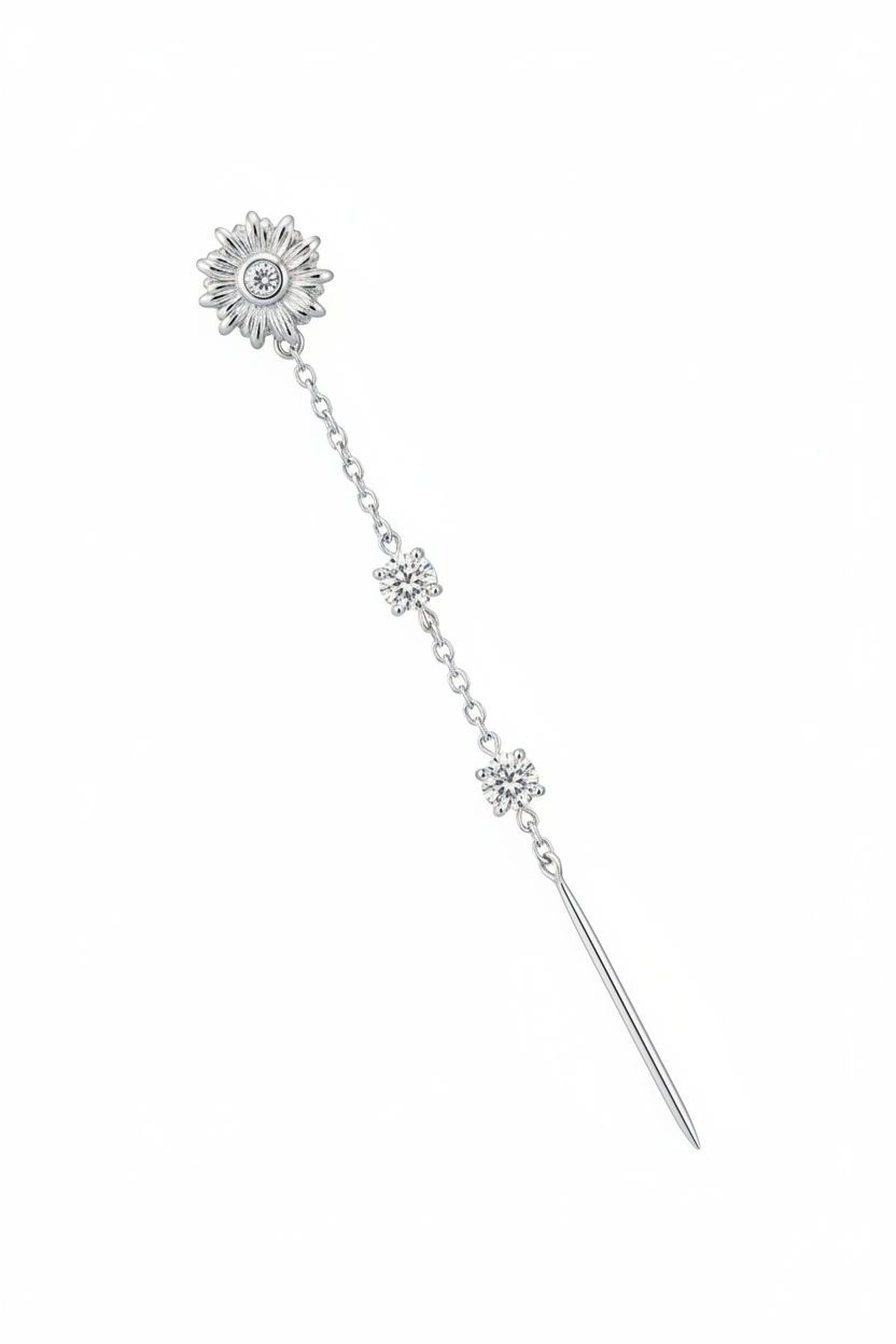 Threader sole diamantini argento
