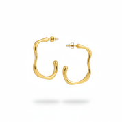 Wavy open hoop earrings gold